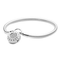 Pandora padengta grandinėlės užsegimas spyna Apyrankė su kubiniu cirkoniu Moteriška apyrankė 597092CZ Box,19 white
