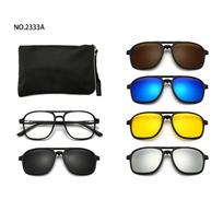 6 vnt. magnetiniai poliarizuoti prisegami akiniai nuo saulės moterims, vyrams, plastikiniai rėmeliai, naktinio vairavimo akiniai, UV400 Polarizing lens black