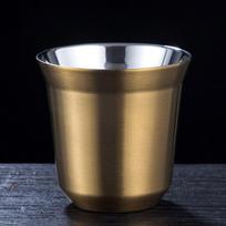 80ML Espresso Puodeliai Nerūdijančio Plieno Kavos Pieno Vandens Gėrimo Pusryčių Puodeliai 304 Izoliuoti Dvigubos Sienelės Indaplovėje Plauti Tekstūra auksinė