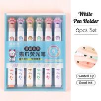 6 Pieces Kit Kawaii Cat Paw Highlighter 6 Colors Slanted Tip Markers Liquid Ink for Student School Writing Materials Office Suppl Practical Use blue