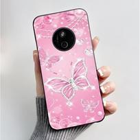 Nokia 110 4G 2024/HMD 110 4G/Nokia 125 4G 2024 dėklas Prabangus madingas drugeliai gėlės tapytas juodas minkštas TPU silikoninis dėklas Nokia 125 4G 2024 pink