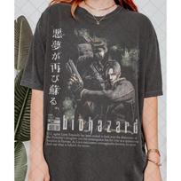 2026 New Fashion Resident Evil Graphic T Shirt Vintage Oversized T-shirt Cotton Short Sleeve Soft T Shirt for Men Women Clothing L gray
