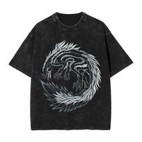 Skalbtas marškinėlis Monster Hunter Rise Mizutsune Kanji piktograma Hip Hop marškinėlis Harajuku Gatvės stiliaus grafiniai viršutiniai drabužiai Marškinėliai Unisex Moterys S black