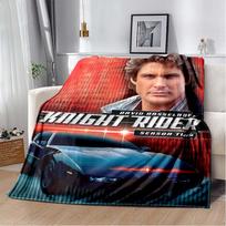 Raitelis KITT automobilio spaudinio flanelinis pledas, minkštas jaukus užklotas lovai, sofai, retro 80-ųjų TV serialų namų dekoras 80cm x 120cm gray