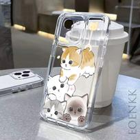 Mielas Kačiukas Minkštas Silikoninis Telefono dėklas iPhone 14 13 15 16  12 11Pro Max X XR XS 14 15 16 Plus 12 13 Mini Skaidrus Bamperio Dangtelis iPhone XS Max gray