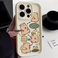 Mielas kapibaros silikoninis minkštas dėklas telefonui iPhone 17Pro  16 15 14 13 12 11 Pro Max X XS XR   Atsparus smūgiams minkšto silikono galinis dangtelis iPhone X
