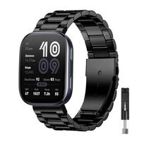 Metal Watch Band for Amazfit Bip 6/5/Active 2/3/Max/Balance 2/T-Rex 3 Belt Stainless Steel Bracelet Correa Amazfit Helio Strap Cheetah Pro-22mm juoda