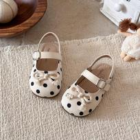 Fairy Style Polka Dot Ballet Sandals for Girls - Trendy Summer Bowknot Closed-Toe Shoes 30 smėlis
