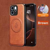Belaidžio įkrovimo magnetinis dėklas, skirtas OPPO Reno 15 Pro 15F 15FS 5G Reno15 F FS, apsauginis dangtelis, PU odos kietas galinis dangtelis OPPO Reno15 Pro ruda