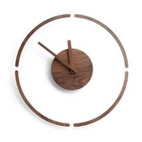 Riešuto medienos stiklinis sieninis laikrodis Nordic Minimalistinio stiliaus Kvarcinis tylus mechanizmas Svetainės biuro fonas Namų dekoracija 14 colių laikrodis 35cm brown