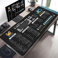 Shortcuts Linux Commands Line Tux Mouse Pad Large office accessories overlock Mousepad Gaming HD printing XXL xmm Desk Mat 300X800X2MM gray