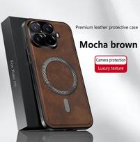 Skirta Xiaomi 17T Pro dėklas, prabangus PU odos dėklas su MagSafe, apsauginis galinis dangtelis, skirtas Xiaomi Mi 17T 17TPro, verslo telefono korpusas Xiaomi 17T ruda