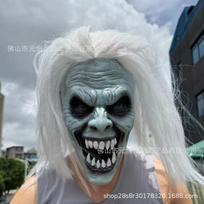 Helovino Siaubo Klouno Kaukė Šventės Kostiumas Pilno Veido Latekso Galvos Apdangalas Su Plaukuota Peruku New White-Haired Clown