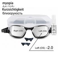 Miopiniai plaukimo akiniai suaugusiems – HD, apsaugantys nuo rasojimo, 3 dydžių nosies spaustukai, receptiniai plaukimo akiniai vyrams ir moterims Right (OD) -3.0