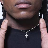 Mini pilnas deimantinis kryžiaus pakabukas ant kaklo Hip Hop Guochao raktikaulio grandinėlė universalus 50cm gray