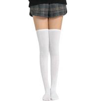 Fashion Cute Girls Thigh High Black White Striped Over The Knee Long Socks Lolita Leg Warmers Gothic Stockings For Women Sexy 40-70kg(80-156 Lbs) white