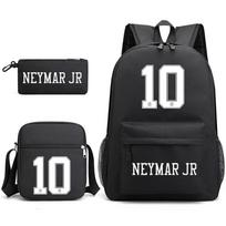 Neymar Neymar Futbolo Spausdintas Mokyklinis Krepšys 3 Dalių Laisvalaikio Pieštukinė Pečių Krepšys Kuprinė schoolbag 3-piece set black