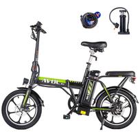 AVDL EU A10 Suaugusiųjų sulankstomas elektrinis dviratis 250W variklis 36V12.8Ah baterija 16 colių padanga Sulankstomas pedalų pagalbos elektrinis dviratis miesto kasdieniam važiavimui žalia