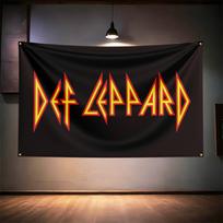 Rock Music Flag 3x5ft For Def Leppard Fans Banner Hd Print Brass Grommet Garage Bedroom Living Room Dorm Wall Decor Tapestry 74x94cm(29x37in) black