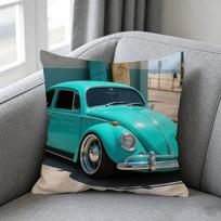 Vintažinio Vabalėlio Automobilio Pagalvės užvalkalas dovana Aukštos raiškos skaitmeninė spaudaNetikėtas ryškus raštas Buitinis 30cmx30cm(12x12Inch) blue