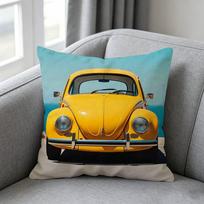Vintažinio Vabalėlio Automobilio Pagalvės užvalkalas dovana Aukštos raiškos skaitmeninė spaudaNetikėtas ryškus raštas Buitinis 40cmx40cm(16x16Inch) yellow