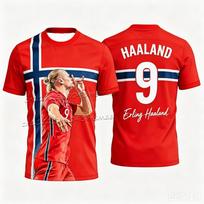 Haaland Commemorative Printed Football Jersey Breathable Summer Fan Shirt Outdoor Sports Football Unisex Daily Children's Top 6XL