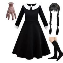 Vinagte Gothic Juoda Suknelė Mergaitėms Vaidmenų Žaidimo Kostiumas Mažyliams Helovino Cosplay Apranga 5-6T black