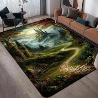 Natūralaus kraštovaizdžio 3D kilimas svetainei Žalias miškas Krioklio kraštovaizdžio kilimas Miegamojo neslystantis kilimėlis vonios kambariui Didelis 120x160cm
