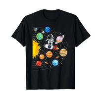Solar System Planet Astronaut Space Universe Boys Girls Kids T Shirt Vintage Versatile Stylish Casual Comfortable 4XL black