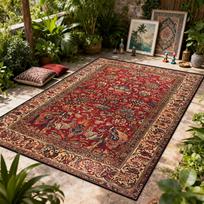 Bohemiškas prabangus lauko kilimas Gėlių dekoras Retro stiliaus svetainės kilimas 200x300 Miegamojo lengvai valomas plaunamas grindų kilimėlis Minkštas 60cm x 90cm brown