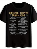 Men's Black Dungeon Master Translator Humorous RPG T-Shirt - Hexagon Dice Icons M gray