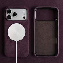 Prabangus magnetinis ALCANTARA dėklas IPhone17 Pro Max 16 15 14 13 12 modeliams, su Magsafe, dirbtinės odos, superautomobilio zomšos telefono dėklas Fur Leather&iPhone 14 Pro Max black