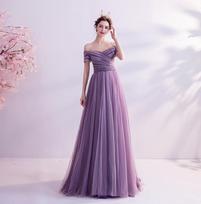 Art test dress 1011 new purple fairy elegant retro bridal wedding toast dress annual performance summer XL