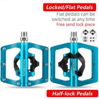 ROCKBROS Bicycle Pedal Non-Slip MTB Bike Pedals Aluminum Alloy Flat Platform Applicable SPD Half-lock Pedal Cycling Accessories