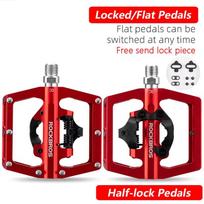 ROCKBROS Bicycle Pedal Non-Slip MTB Bike Pedals Aluminum Alloy Flat Platform Applicable SPD Half-lock Pedal Cycling Accessories