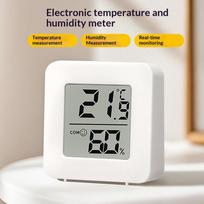 Mini LCD Digital Thermometer Hygrometer Easy Read LCD Display Indoor Humidity Temperature Monitor for Study Room Dorm one size white
