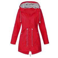 Women's Autumn/Winter Hooded Windbreaker Jacket L raudona