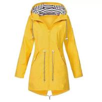 Women's Autumn/Winter Hooded Windbreaker Jacket L geltona