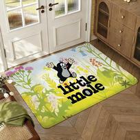 Little Mole Floor Mat Soft Thickened Absorbent Non-Slip Bedroom Living Room Door Mat Home Decor Flannel Rugs 40x60cm black