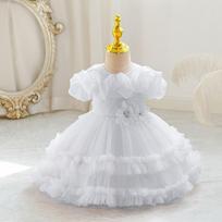 Pūstas tinklinis princesės suknelė kūdikių mergaitės 1-ajam gimtadieniui beige