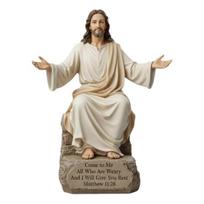 Jesus Open Arm Statue Blessing with Bible Verse Base Resin Spiritual Home Decoration Christian Figurine Inspirational Religious Sculpture for B