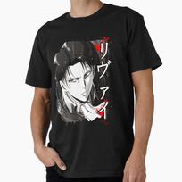 Captain Levi 1204 Attack on Titan Anime Gift T shirt Short Sleeve Tee Shingeki no kyojin Print L black