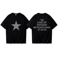 Kanye West Live in Estadio Metropolitano Tshirt Unisexs and Womens Harajuku Streetwear Short Sleeve Yk Summer T Shirt L gray