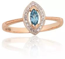 Diamond Sky Jewelry Auksinis žiedas su deimantais ir topazais „Vandenyno Spindesys“