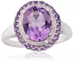 Diamond Sky Jewelry Auksinis žiedas su deimantais ir ametistais „Ametisto Didybė“