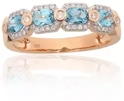 Diamond Sky Jewelry Auksinis žiedas su deimantais ir topazais „Žydra Karūna“
