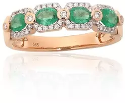 Diamond Sky Jewelry Auksinis žiedas su deimantais ir smaragdais „Smaragdo Gralis“