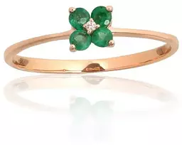Diamond Sky Jewelry Auksinis žiedas su deimantais ir smaragdais „Miško Širdis“