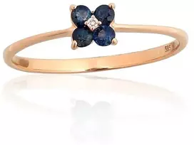Diamond Sky Jewelry Auksinis žiedas su deimantais ir safyrais „Vidurnakčio Žiedas“
