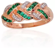 Diamond Sky Jewelry Auksinis žiedas su deimantais ir smaragdais „Aukso Raštas XI“